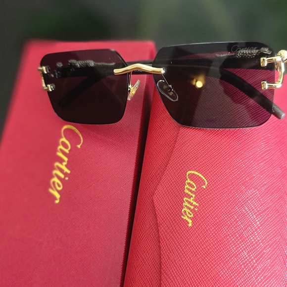 Cartier Gold Frame Sunglasses with Dark Lenses - Picture 1 of 6